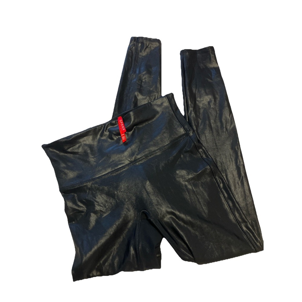Spanx Womens Faux Leather Leggingsā Stretch Pants Color Black Size Medium